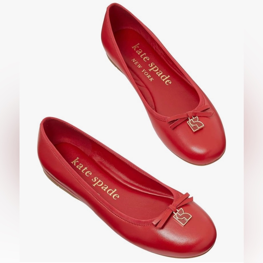 Brand New Cherry Rouge Kate Spade Dakota Charm Ballet Flats